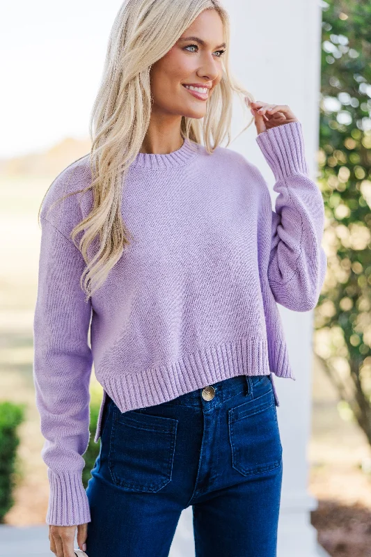 Lucky You Lavender Purple Cropped SweaterStreetwear Knit Tops