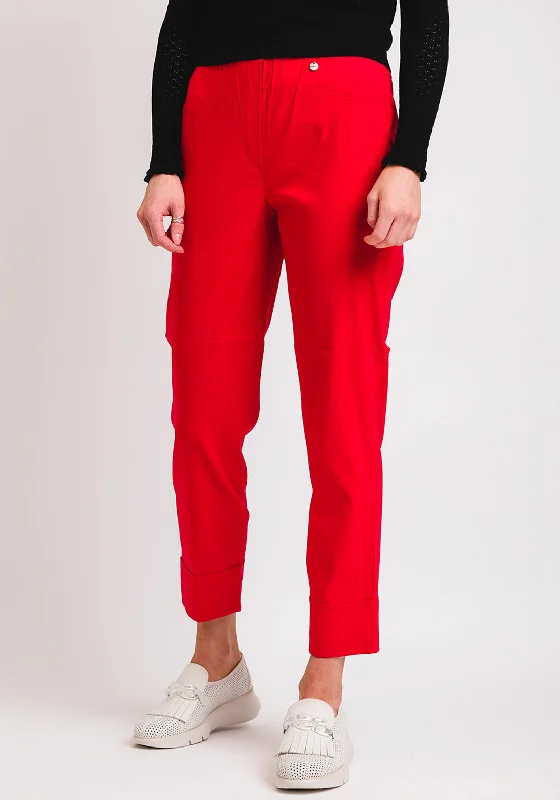 Robell Bella 09 Turn Up Cropped Trousers, RedCroptopaumented