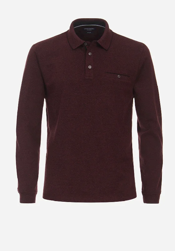 Solid polo shirtCasa Moda Long Sleeve Polo Shirt, Merlot