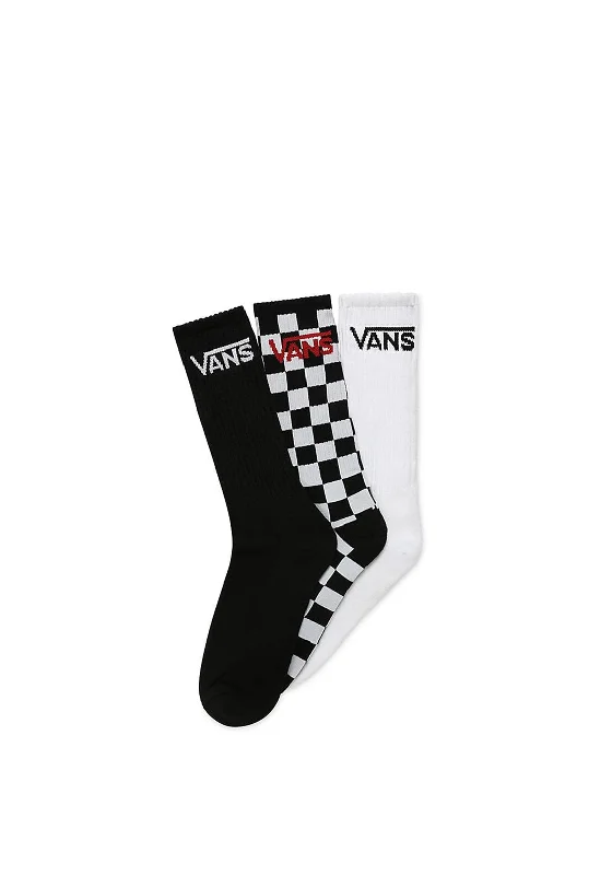 Vans 3 Pair Classic Crew Logo Socks, Black Multi 8.5-12Crewneckknit