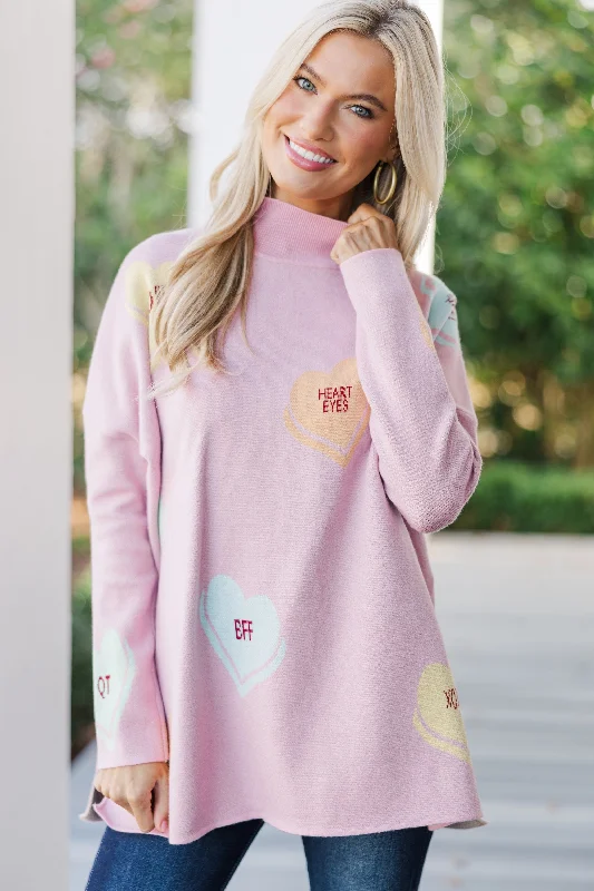 Love In The Air Blush Candy Heart SweaterHiking Knit Tops