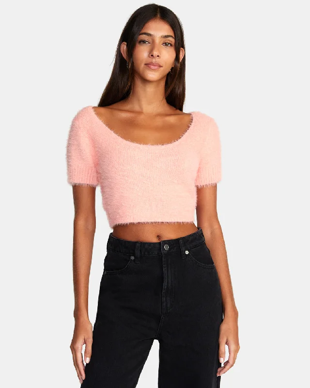 Murray Cropped Sweater - CoralBranded Knit Tops