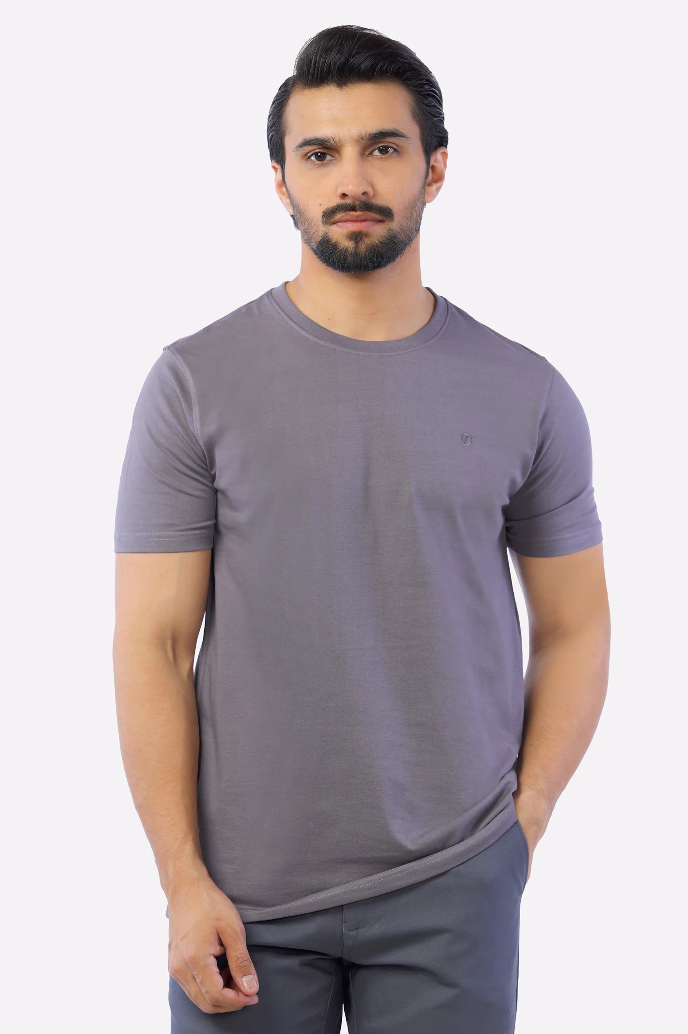 Grey Basic Crew Neck T-ShirtCrewneckstripes