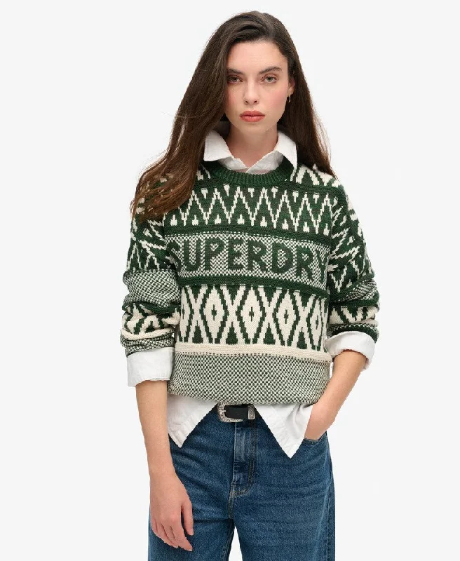 Branded Pattern Crew Jumper | Darkest Pine GreenCrewneckAI