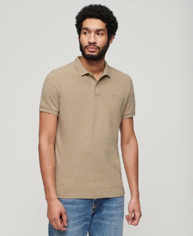 Band collar polo shirtClassic Pique Polo Shirt | Tan Brown Fleck Marle