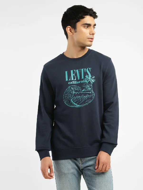 Men's Brand Logo Navy Crew Neck SweatshirtCrewneckvr