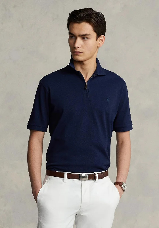 Handmade polo shirtRalph Lauren Zip Polo Shirt, French Navy