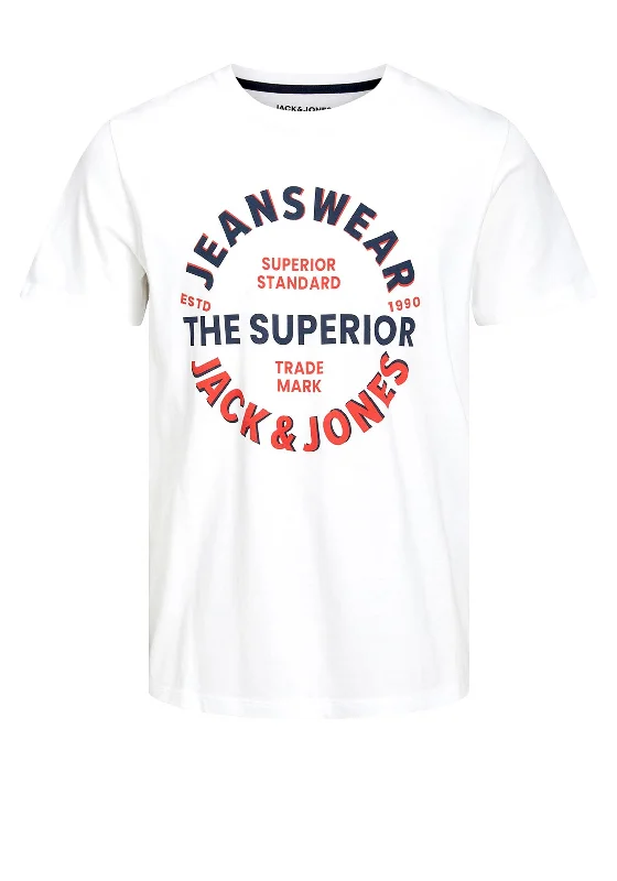 JJack & Jones Boys Andy Short Sleeve Crewneck Tee, WhiteCrewnecknostalgia