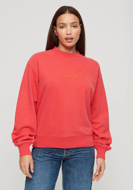 Superdry Womens Embroidered Loose Crew Sweatshirt, Active PinkCrewnecktrendsetter