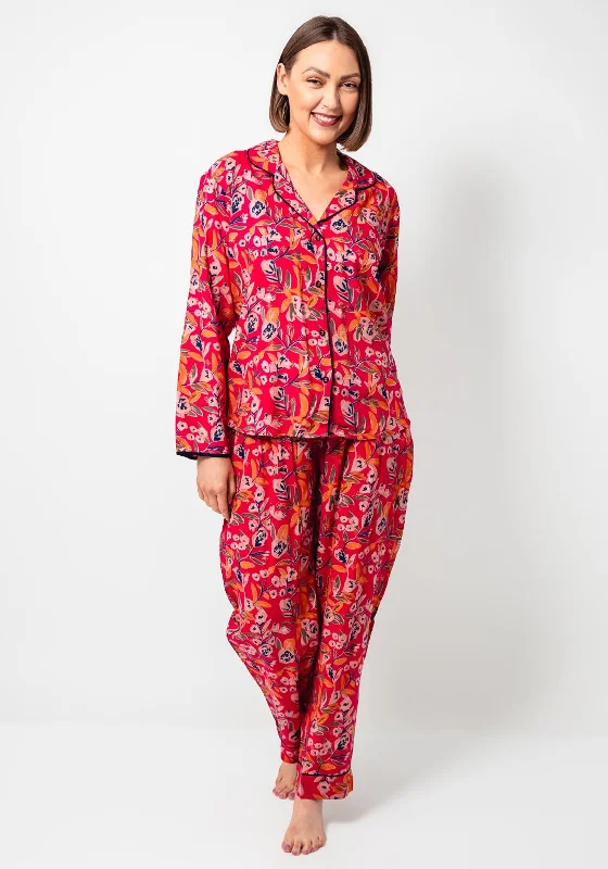 POM Botanical Print Luxury Pyjama Set, Pink