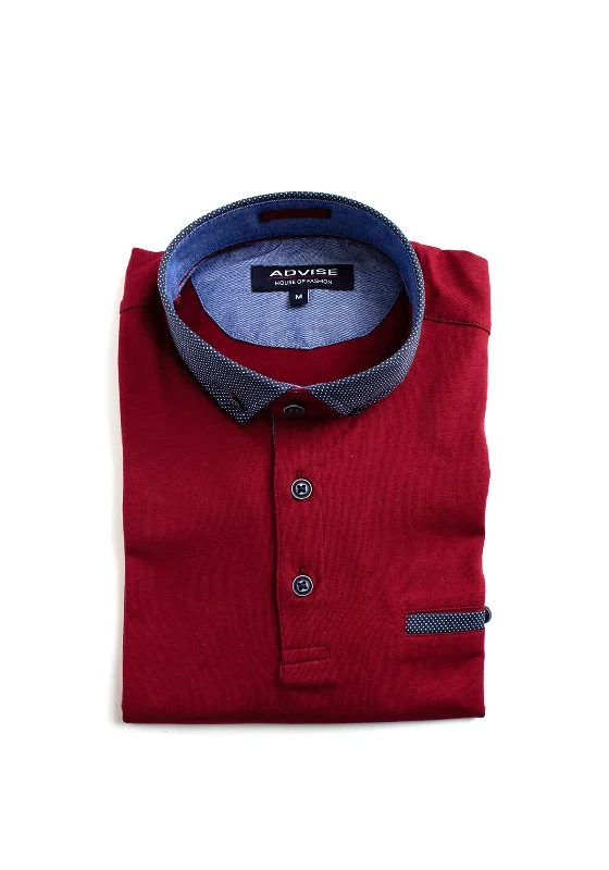 UV-protection polo shirtAdvise Contrast Micro Print Polo Shirt, Burgundy