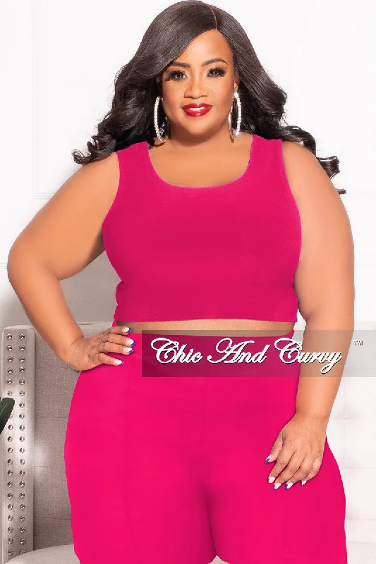 Final Sale Plus Size Sleeveless Crop Top in Fucshia (Top Only)Croptopcommunity