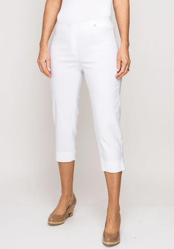 Robell Marie 07 Stretch Crop Trousers, WhiteCroptopcotton