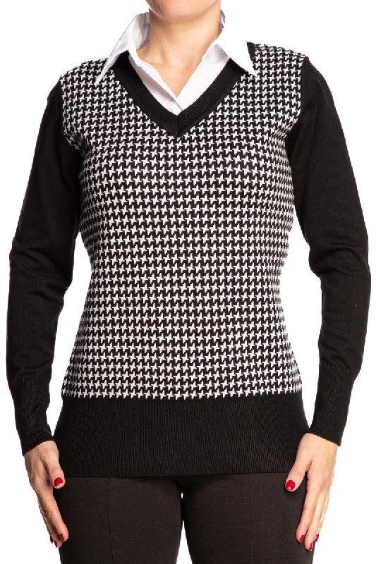 Women's Sweater Classy Design All in One White Collar Black and White Quality Stretch Fabric Yvonne Marie BoutiquesThermal Knit Tops