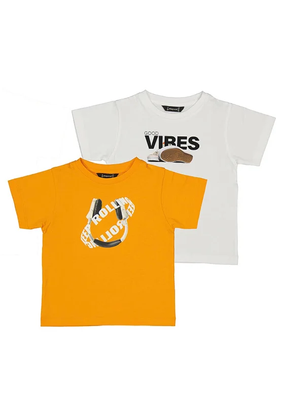 Mayoral Mini Boy Set of Two T-shirts, Orange