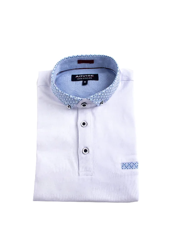 Floral polo shirtAdvise Contrast Micro Print Polo Shirt, White