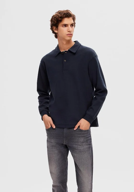 Quick-dry polo shirtSelected Homme Long Sleeve Polo Shirt, Sky Captain