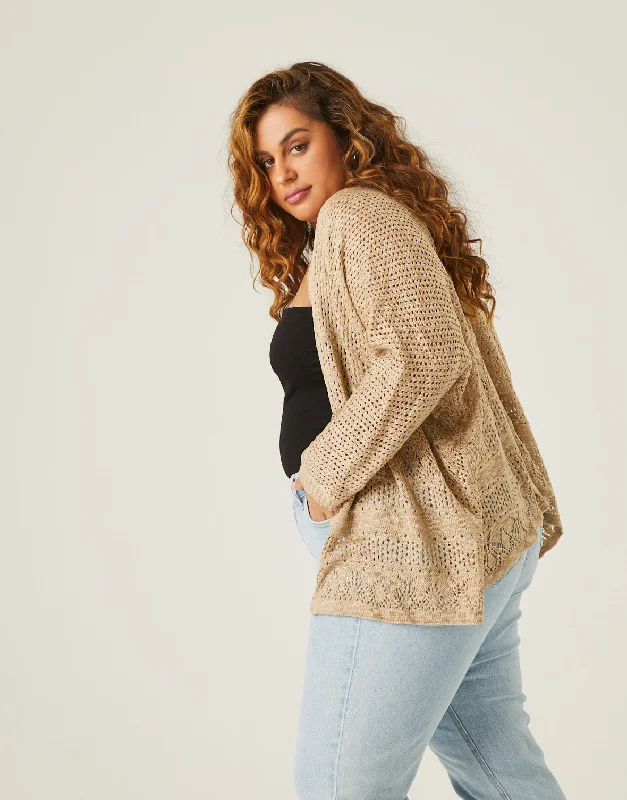 Knit ShirtPlus Size Lightweight Knit Open Cardigan