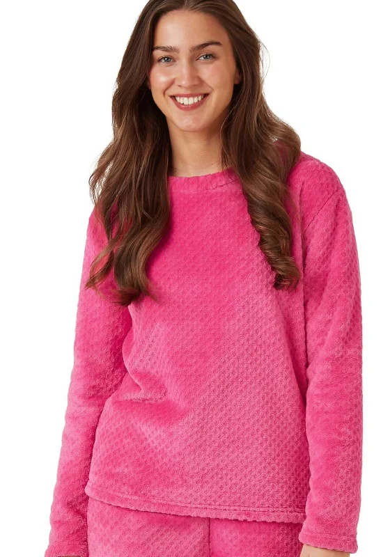 Indigo Sky Geometric Fleece Pyjama Set, Pink