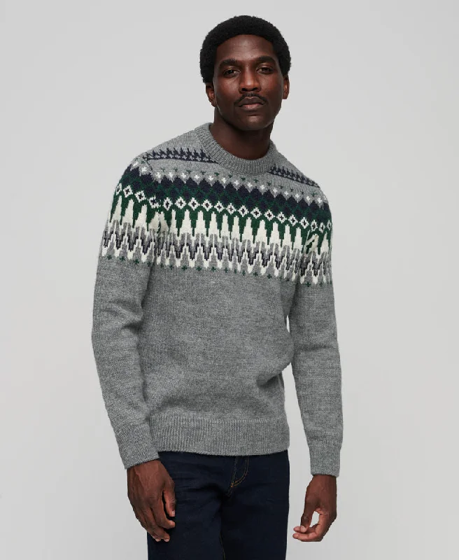 Fairisle Knit Crew Jumper | Grey Marle MultiCrewneckoutfit