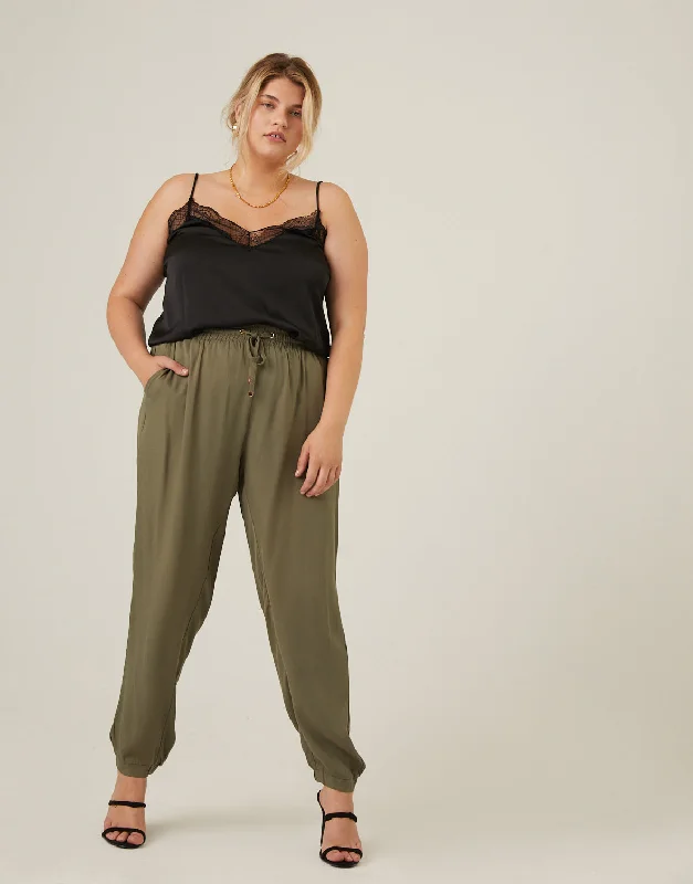 Women's thin topsPlus Size Woven Jogger Pants