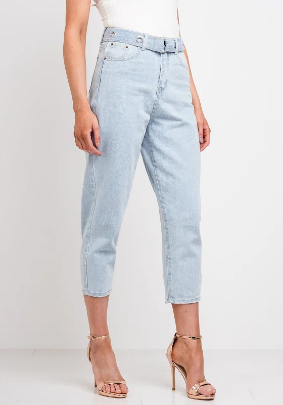 Jovonna Acid Wash Cropped Mom Jeans, BlueCroptopscene