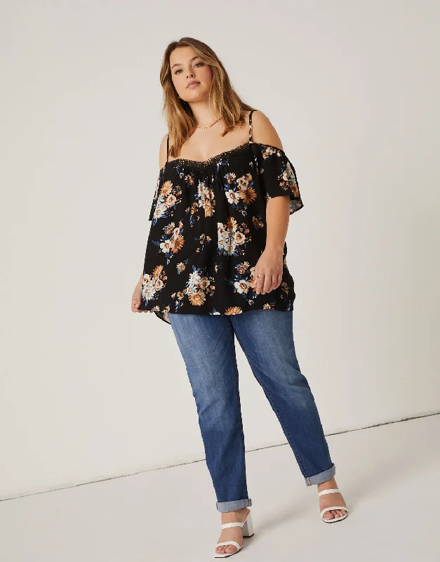 Women's commuter topsPlus Size Gauzy Floral Top