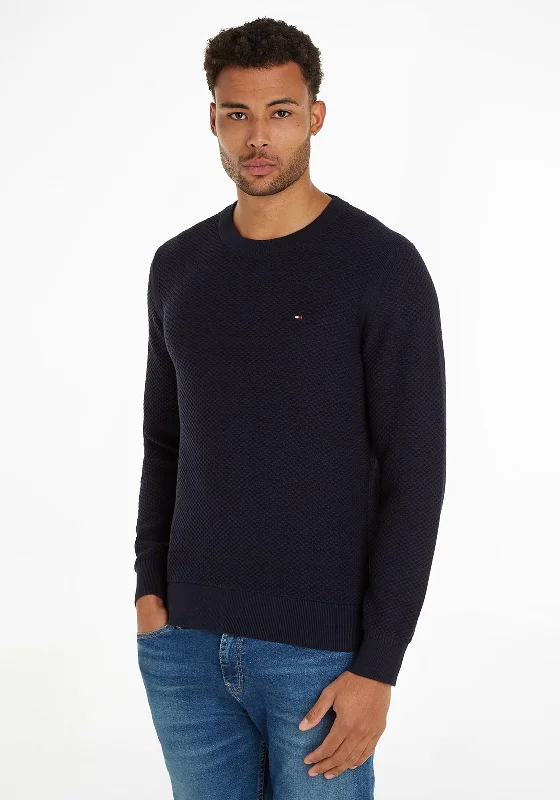 Tommy Hilfiger Textured Knit Crew Neck Jumper, Desert SkyCrewneckcashmere