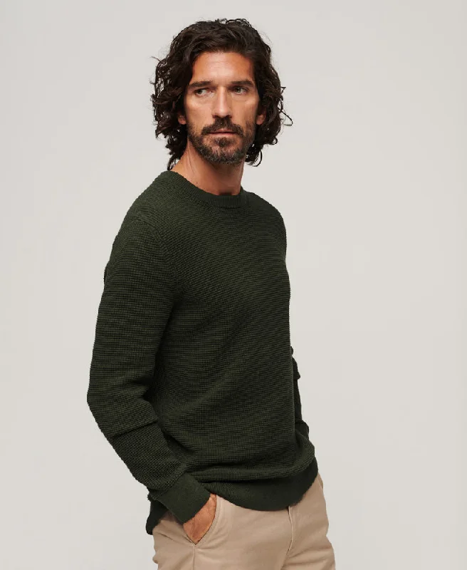 Textured Crew Knit Jumper | Olive HeatherCrewneckminimal