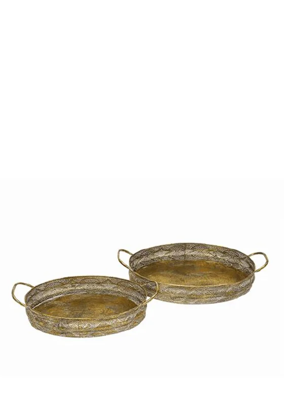 Mindy Brownes Copley Set of 2 Metal Trays, Gold