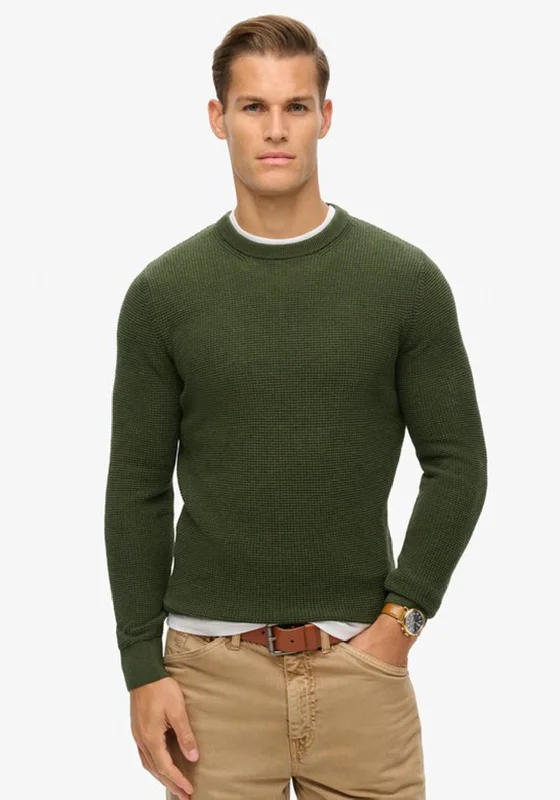 Superdry Textured Crew Knit Jumper, Thyme GreenCrewneckhoodie