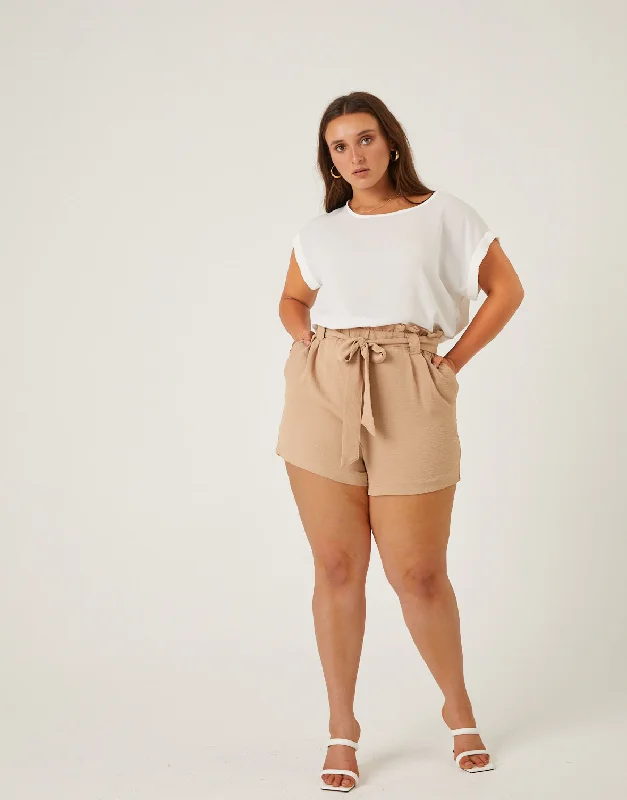 Plus size women's street style topsPlus Size Belted Summer Shorts