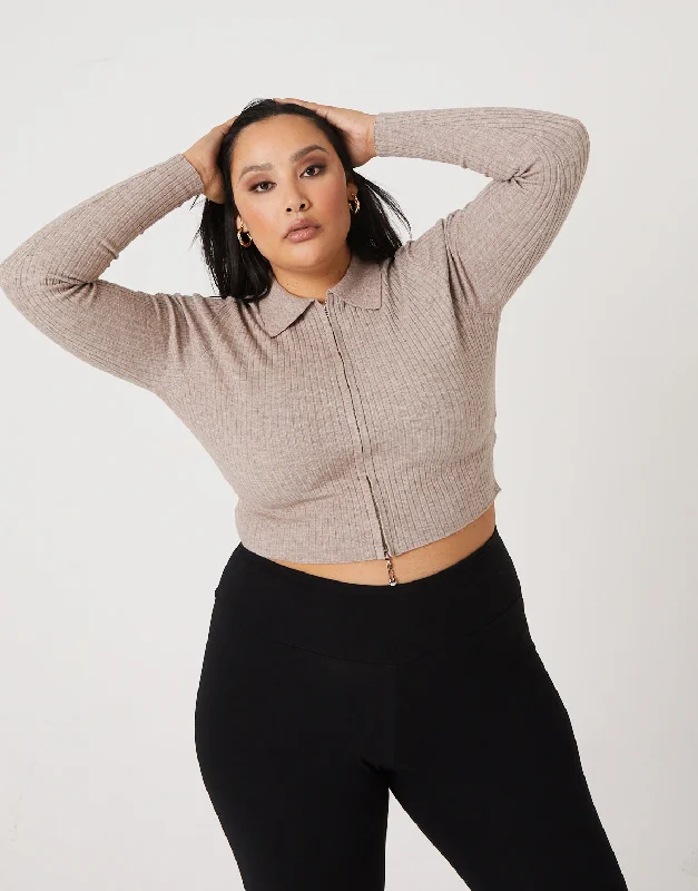 Plus Size Zip Up Crop TopCroptopstartup