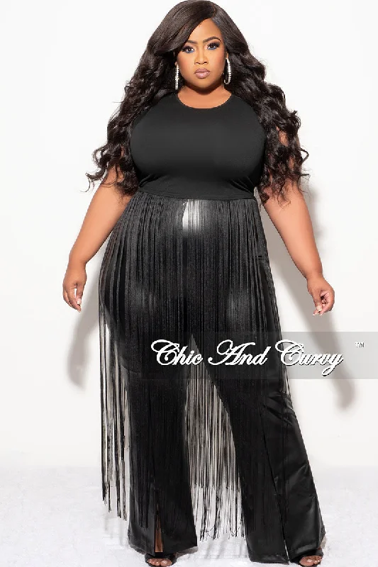 Final Sale Plus Size Sleeveless Crop Long Fringe Top in BlackCroptopunity