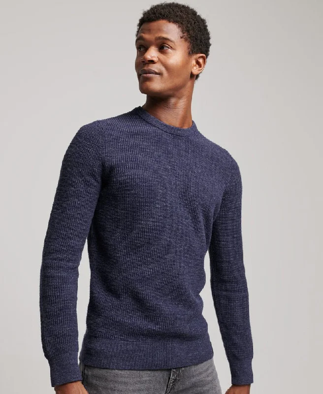 Vintage Textured Crew Knit | Night Navy HeatherCrewneckknit