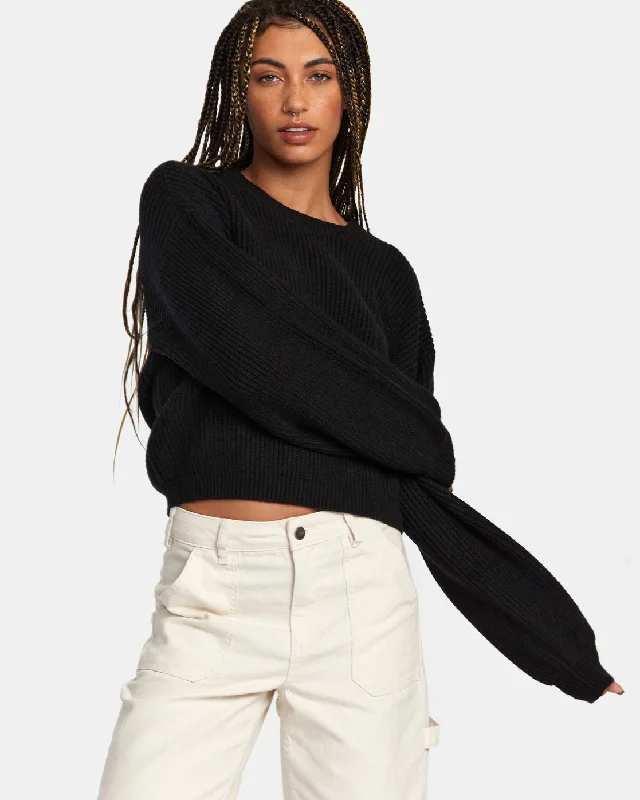 Dip In Pullover Sweater - RVCA BlackV-Neck Knit Tops