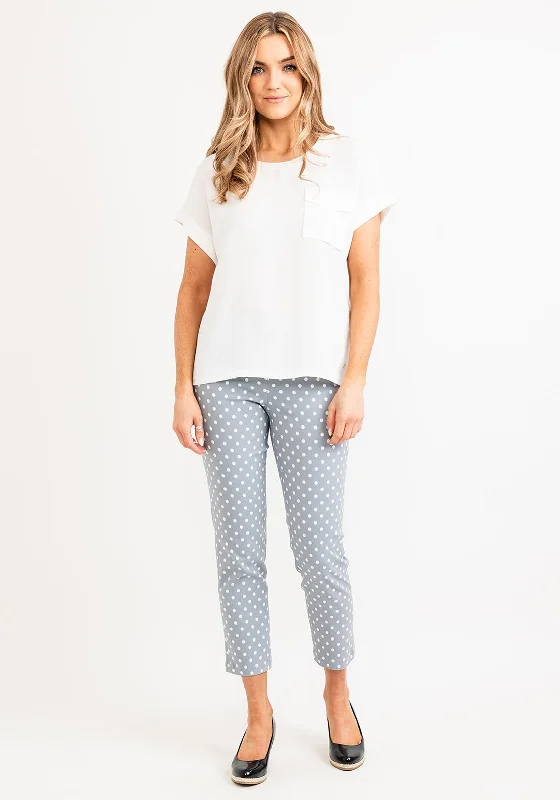 Robell Bella 09 Polka Dot Slim Cropped Trousers, Silver GreyCroptopdetail