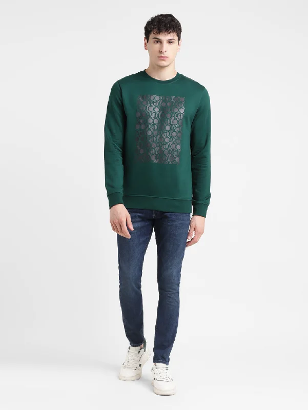 Men's Solid Green Crew Neck SweatshirtCrewneckfit