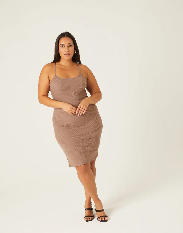 Large women's cropped topsPlus Size Bodycon Tank Dress