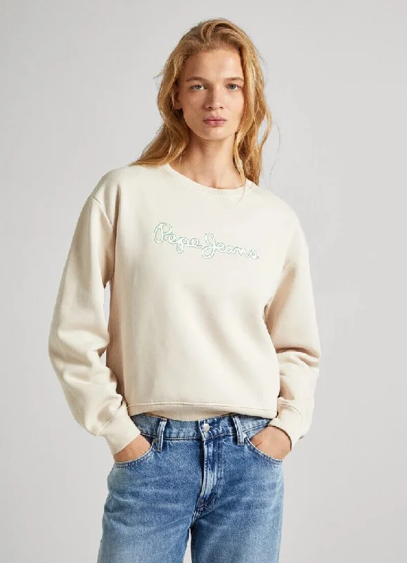 Pepe Jeans Crew Lana Sweatshirt, Canvas WhiteCrewnecknetwork