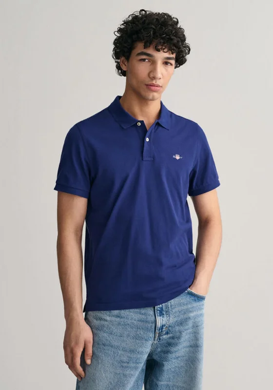 Striped polo shirtGant Shield Pique Polo Shirt, Rich Navy