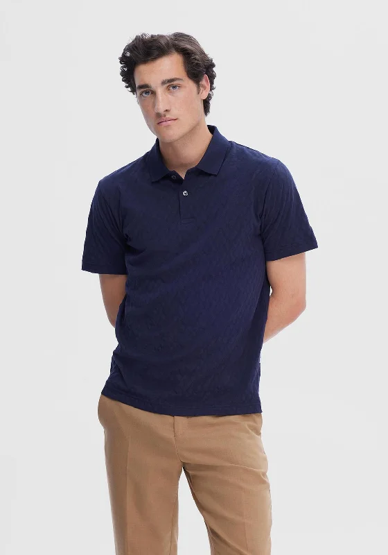 Wedding polo shirtSelected Homme Oro Jacquard Polo Shirt, Sky Captain