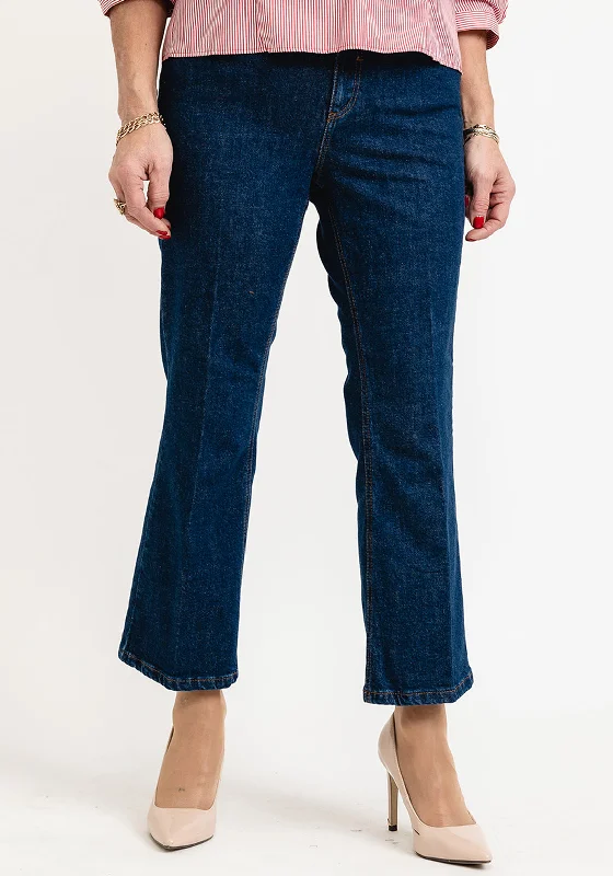 iBlues Under Cropped Bootcut Jeans, Dark Blue DenimCroptopar