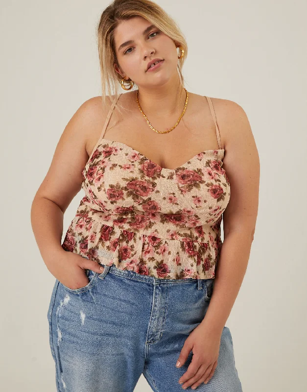 Plus Size Floral Bustier Cropped TankCroptoptrendsetter