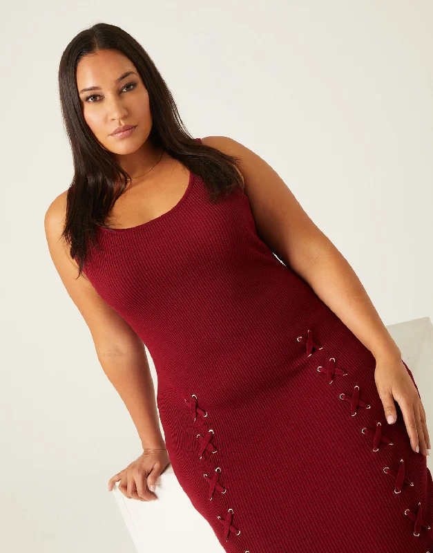 Large women's wool topsPlus Size Lace Up Bodycon Dress