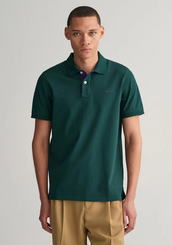 Mesh polo shirtGant Contrast Pique Polo Shirt, Tartan Green