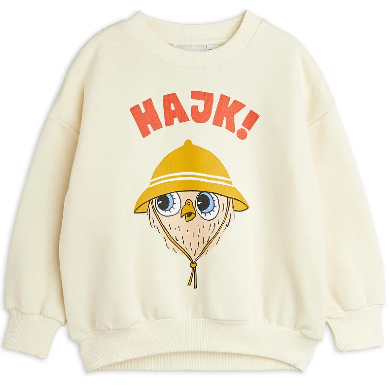 Hike Sweatshirt in White by Mini Rodini - Last One In Stock - 56/62 (1-4 Months)Embroidered Knit Tops