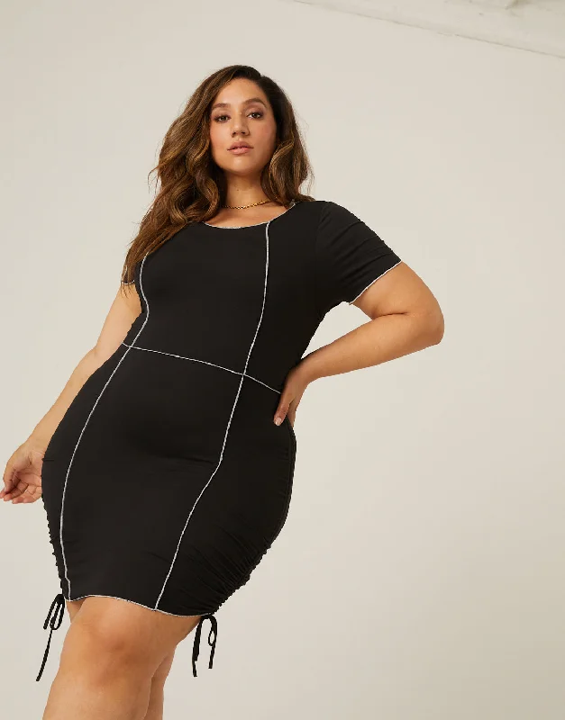 Plus size women's street style topsPlus Size Statement Seams Dress