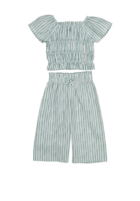 Mayoral Baby Girl Stripe Top and Culotte Set, Green