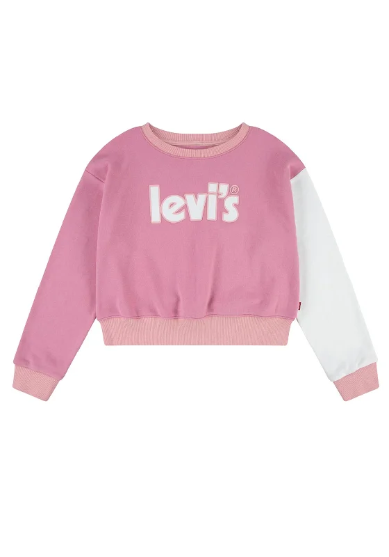 Levi’s Girls Meet and Greet Colourblock Crewneck, Wild RoseCrewneckhoodie